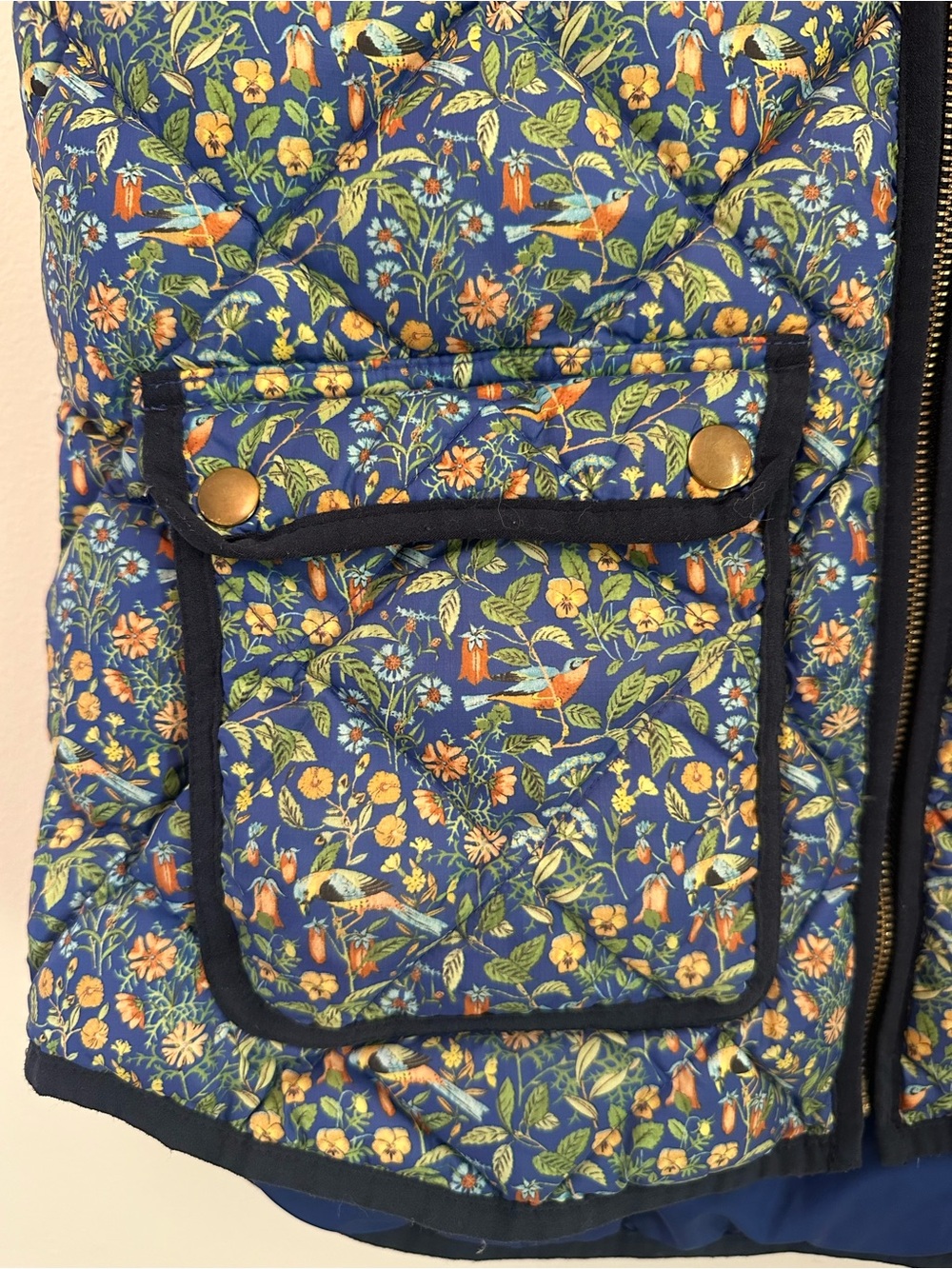 J Crew Liberty Catesby Floral Fabric Birds Down Puffer Vest - Picture 3 of 6